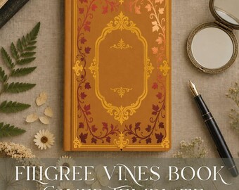 Buchcover-Vorlage, digitaler Download, Schneidedatei, Cricut-Muster, Vintage-Design, antike Ästhetik, Journal-Bastelarbeit, Vinyl-Buchbinderei (SVG)