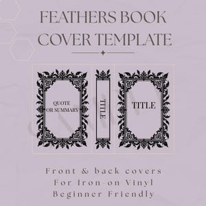 Feathers Book Cover Template | DIY Bookbinding (PNG Digital Files 6x9&quot;)