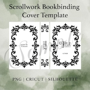 Scrollwork Customizable Book Cover Design for Bookbinding, Vinyl Book Cover Design, Cover Design PNG File