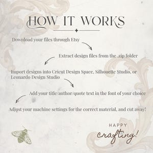 Filigree Book Template Digital Download Vinyl Cutting Design File Cricut Book Cover Template Bookbinding Project Decorative Spine Design image 8