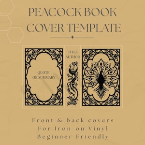Peacock Book Cover Template | DIY Bookbinding (PNG Digital Files 6x9&quot;)