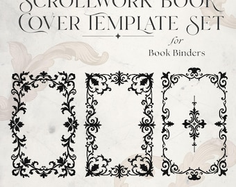 Scrollwork Book Cover Template Set Digital Download Vinyl Design Cutting File Silhouette Cricut Bookbinding Project Romantic Pattern Decor