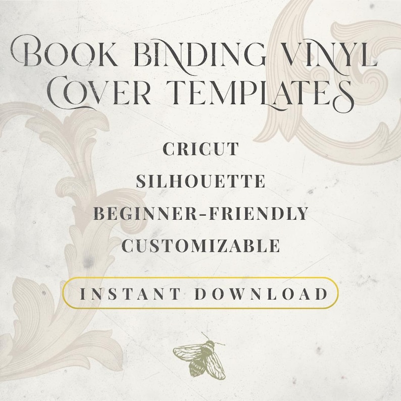 Filigree Book Template Digital Download Vinyl Cutting Design File Cricut Book Cover Template Bookbinding Project Decorative Spine Design image 9