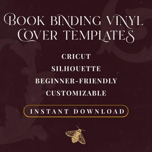 Vinyl Bookbinding Design Digital File Cutting Template Book Cover SVG Download Instant Access HTV Crafting Project Ornamental Scrollwork Pattern Spine Template Filigree Frame Layout DIY Journal Making Customizable Design Elegant Decorative