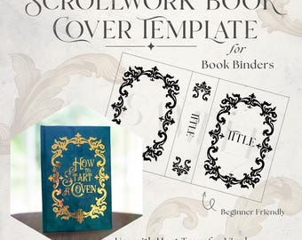 Scrollwork Buchcover Design: Anpassbare Vinyl Buchbindung (PNG Datei)