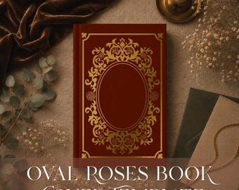 Vinyl Bookbinding Design Template Book Cover Svg Cutting File Digital Download Htv Pattern Rose Filigree Scrollwork Frame Oval Ornament