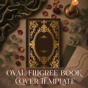 Vinyl Bookbinding Template Book Cover PNG Digital File Cutting Filigree Scrollwork Spine Pattern Ornamental Design Journal Craft Heat