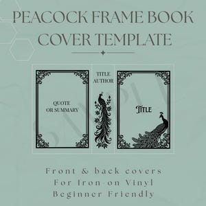 Peacock Frame Book Cover Template | DIY Bookbinding (PNG Digital Files 6x9&quot;)