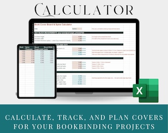 Buchbinderei-Rechner, Tabellenkalkulation, Werkzeug zur Bestimmung der Einbandkartongröße, Anfänger-Buchbinderei-Projekt-Tracker, DIY-Journale, DIY-Hardcover-Buchbindung