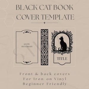 Black Cat Book Cover Template | DIY Bookbinding (PNG Digital Files 6x9&quot;)