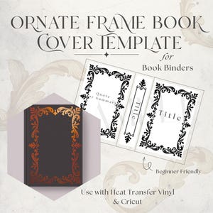 Ornate Book Template Digital Bookbinding Cover Design Vintage Frame Printable Cover Romance Book Binding Project Cricut Cutting Journal