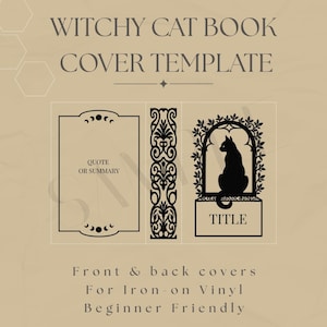 Witchy Cat Book Cover Template | DIY Bookbinding (PNG Digital Files 6x9&quot;)