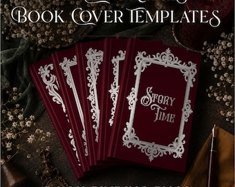 Buchcover-Vorlage (PNG-Download) – Digitale Datei für Cricut-Buchbindeprojekte – Gotisches Filigran-Rahmendesign – Romantisches Buchrückenornament