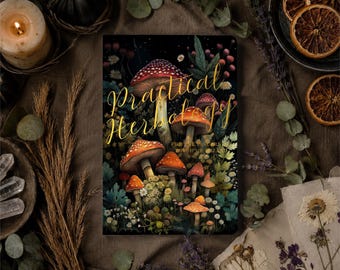 Kundenspezifisches Notizbuch-Goldfolie-Hexe-Journal Geschenk-personalisierte mit Monogramm benutzerdefinierte Kräuterkunde, die Tagebuch schreibt, gezeichnete Seiten Vintage-Pilz