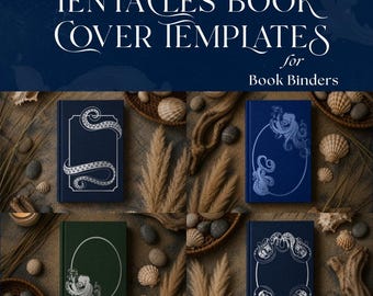 Octopus Book Cover Template Png Download Digital File Cricut Bookbinding Project Nautical Fiction Novel Journal Ocean Design Spine Ornament