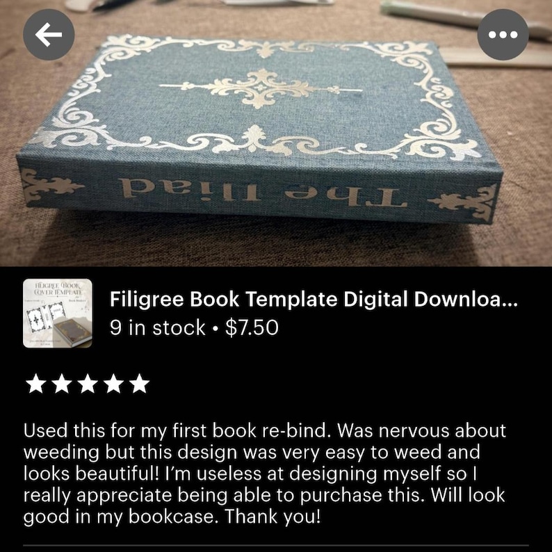 Filigree Book Template Digital Download Vinyl Cutting Design File Cricut Book Cover Template Bookbinding Project Decorative Spine Design image 7
