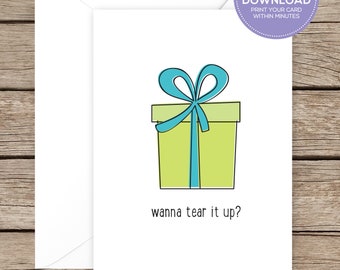 Tarjeta de cumpleaños divertida y sexy para novio o novia (descarga instantánea)