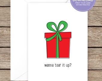 Tarjeta navideña divertida y traviesa para novios (descarga instantánea)