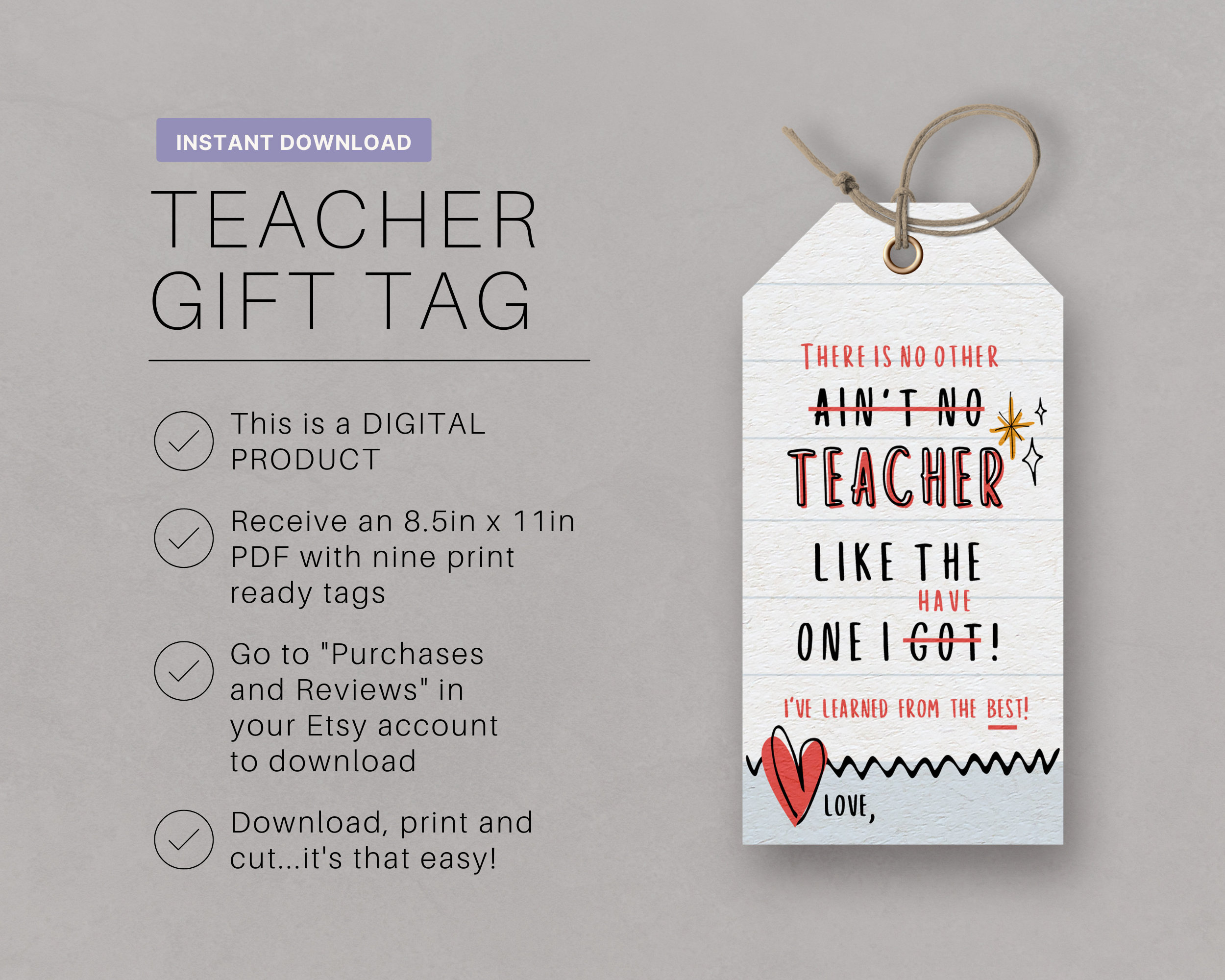 Printable Teacher Appreciation Gift Tags – End of Year Thank You ...