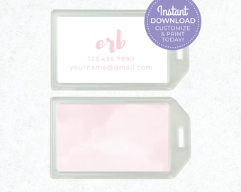 Plantilla de etiqueta de equipaje personalizada, diseño editable en Canva (descarga digital)