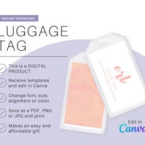 Luggage Tag Template - Luggage Tag Insert - Luggage Tags Personalized - Luggage Tag PDF - Luggage Tag Download - Custom Luggage Tag