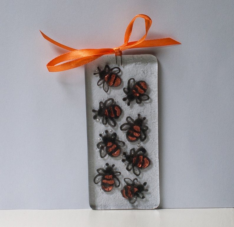 Birthday present ideas Bee Wall hangings Fused glass Suncatcher Handmade Glass wall art