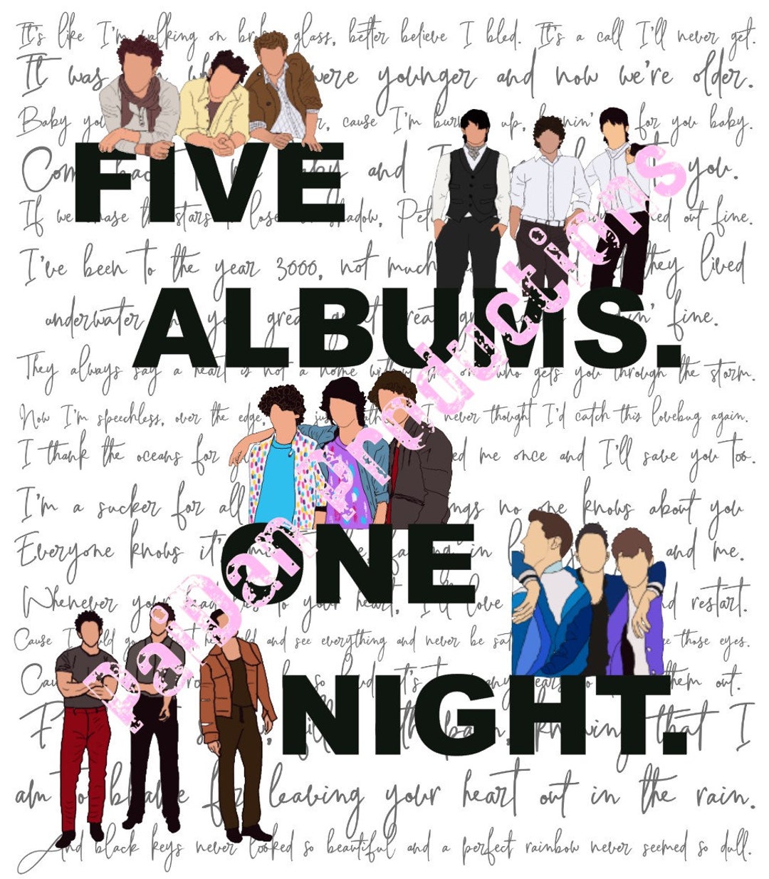 Jonas Brothers Five Albums One Night Etsy