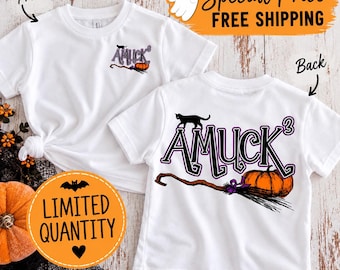 Kids Halloween Shirt, Amuck Halloween T-Shirt, Kids Tee, Pumpkin Witch Shirt, Limited Quantity