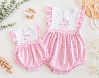 Matching Big Sister/Little Sister/Dress and Sunsuit: Personalized Baby Announcement