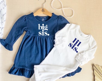 Big Sister Little Sister Matching Outfits/Personalized Baby Shower Gift/Pregnancy Announcement/Matching Sister Outfits/Easter Outfits