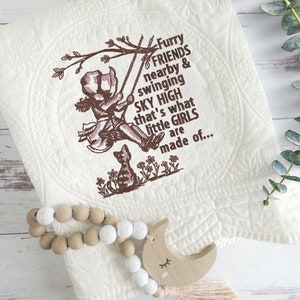 Custom Baby Girl Quilt: Embroidered Cotton Nursery Blanket