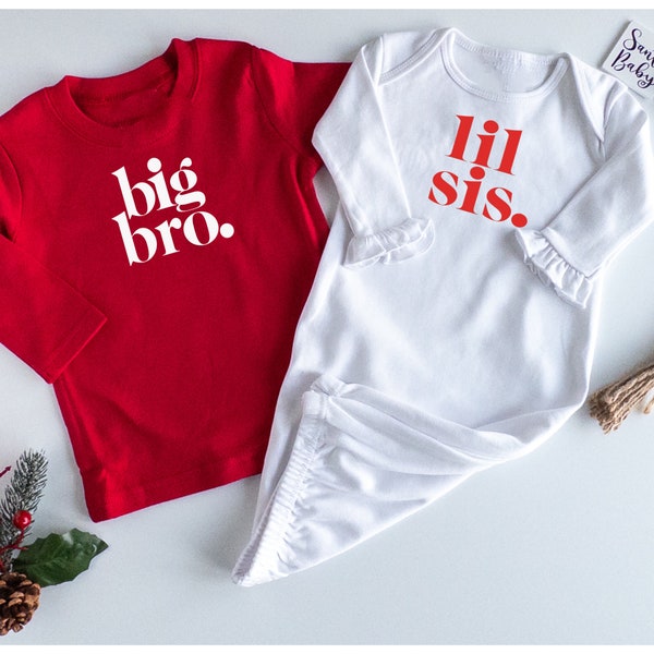 Matching Big Brother Little Sister Valentines Day Outfits/Boys Red Valentines Day Shirt/Little Sister Gown/Baby Shower Gift/Pregnancy Reveal