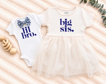 Personalized Big Sister Tutu Dress & Little Brother Bodysuit Set