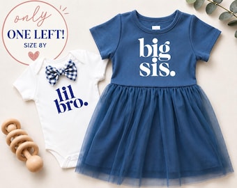 Matching Sibling Outfit Set, Navy Tutu Dress & Bowtie Bodysuit, New Baby Gift