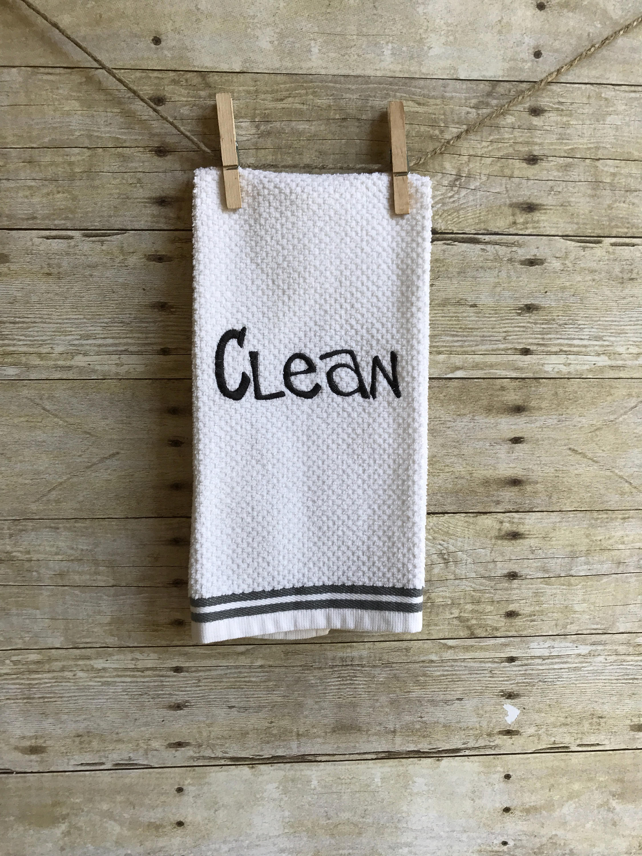 Reversible Kitchen Dishtowel Dish Towel/Dishwasher Clean Dirty Etsy
