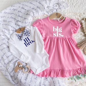 Big Sister Little Brother Matching Outfits/Personalized Baby Shower Gift/Pregnancy Announcement Reveal/Matching Sibling Outfits/Easter Dress