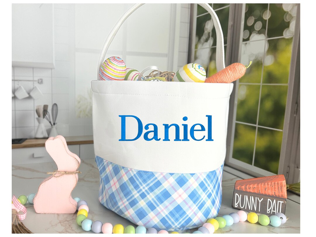Personalized Embroidered Peter Rabbit Easter Basket/oversized Tartan ...