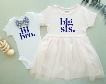 Personalized Big Sister Tutu Dress & Little Brother Bodysuit Set