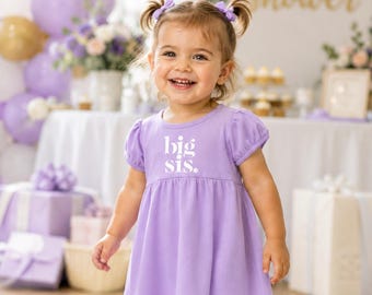 Lavender Big Sister Dress • Heirloom Baby Girl Outfit, Baby Shower Gift