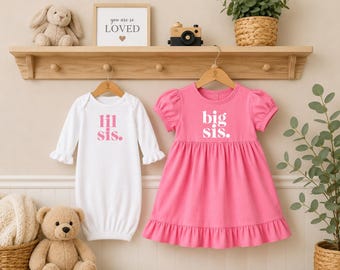 Matching Big Sister Little Sister Outfit/Cotton Girl's Dress & Infant Gown
