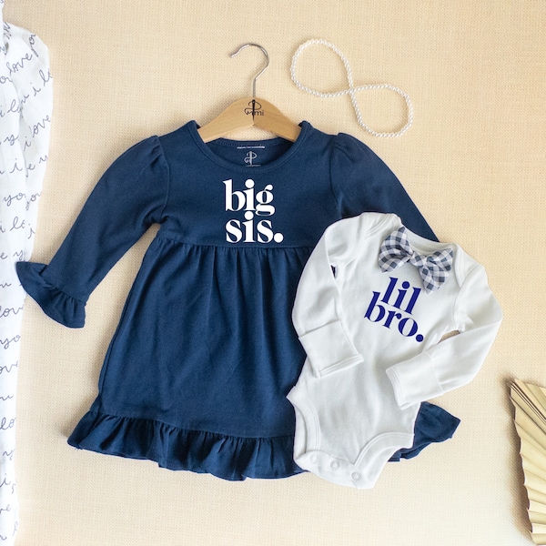 Matching Big Sister Little Brother Outfits/Personalized Baby Shower Gift/Birth Reveal/Pregnancy Announcement/Matching Sibling Outfits/Easter