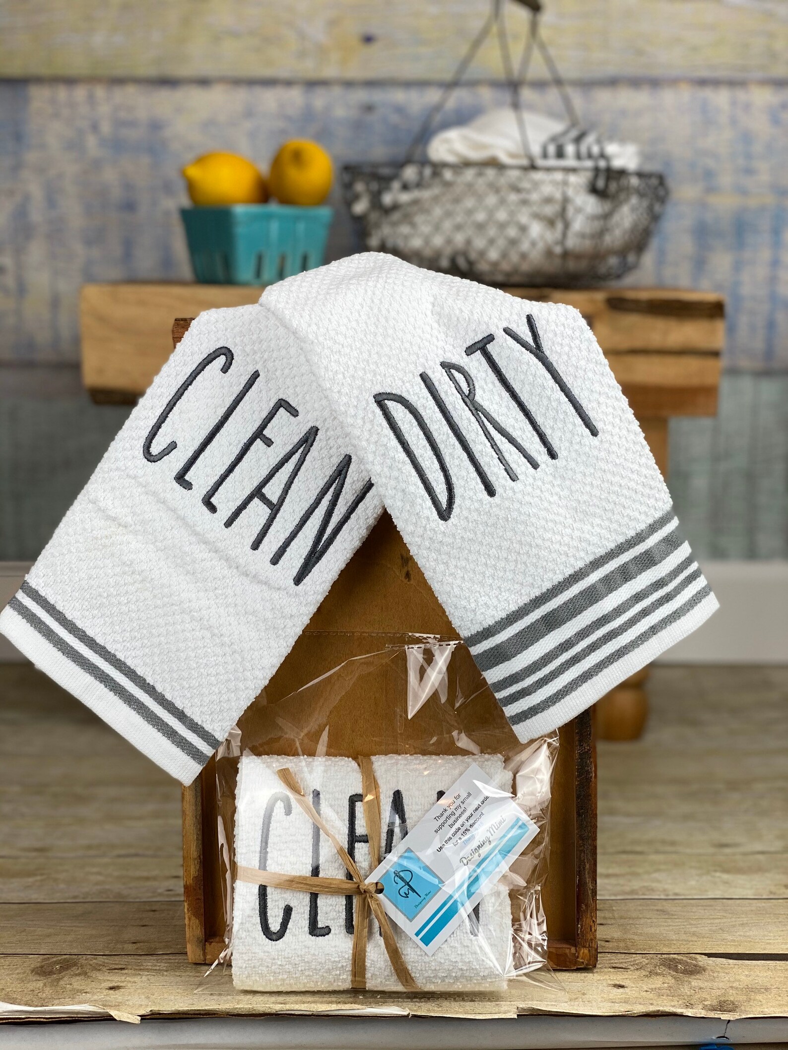 Kitchen Dish Towel/farmhouse Decor/clean Dirty Dishwasher Etsy