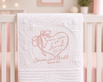 Personalized Baby Quilt | Embroidered "You Are So Loved" Keepsake Blanket (36" x 46")