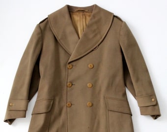 vintage US Army officer coat, WWII Mackinaw wool coat