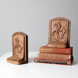 vintage End of Trail chalkware bookends