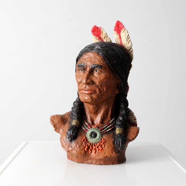 vintage Indian bust,  V. Kendrick Native American statue