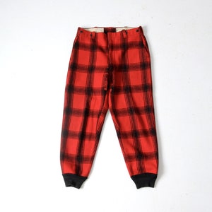 vintage wool hunting pants, buffalo plaid logger pants