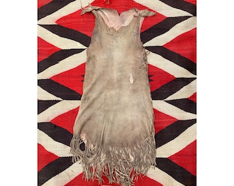 vintage Native American style dress,  buckskin leather tunic dress
