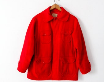 vintage Ward's Western Field wool coat, Montgomery Ward men's red wool jacket