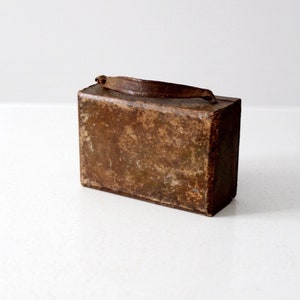 vintage leather handbag, brown box purse image 3